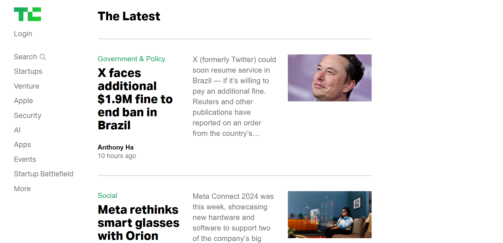 techcrunch page