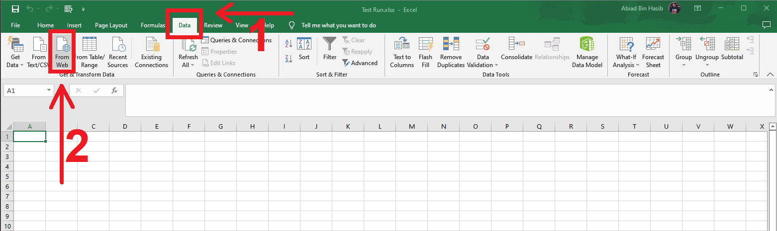 Scrape Data from Websites To Excel: Step 1