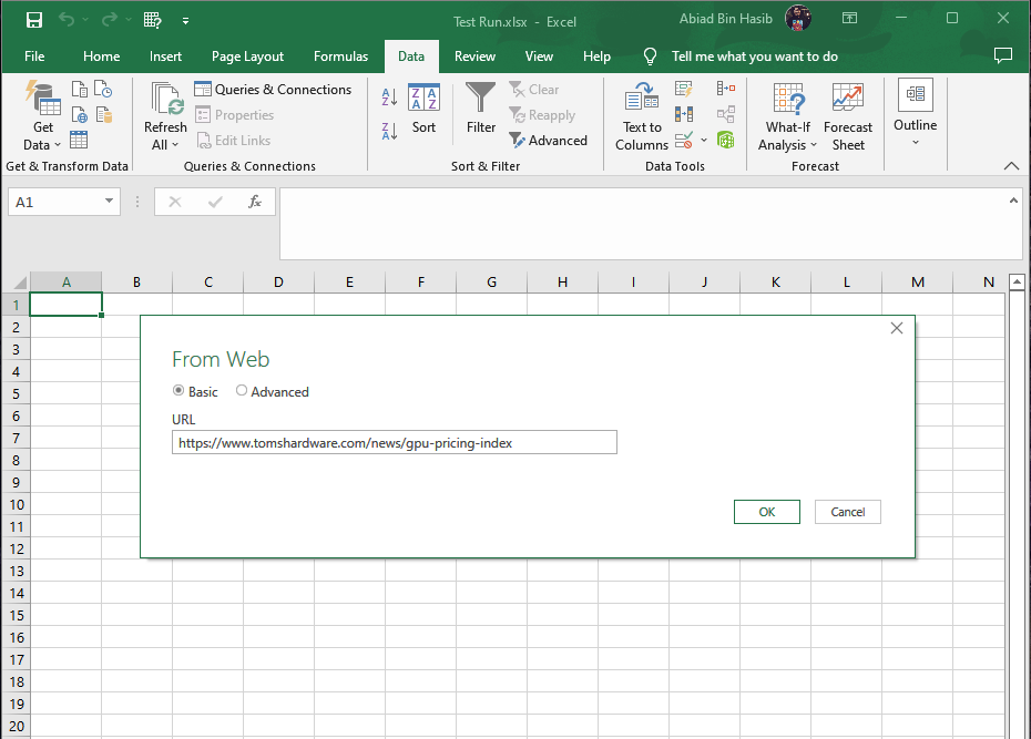 Scrape Data from Websites To Excel: Step 2