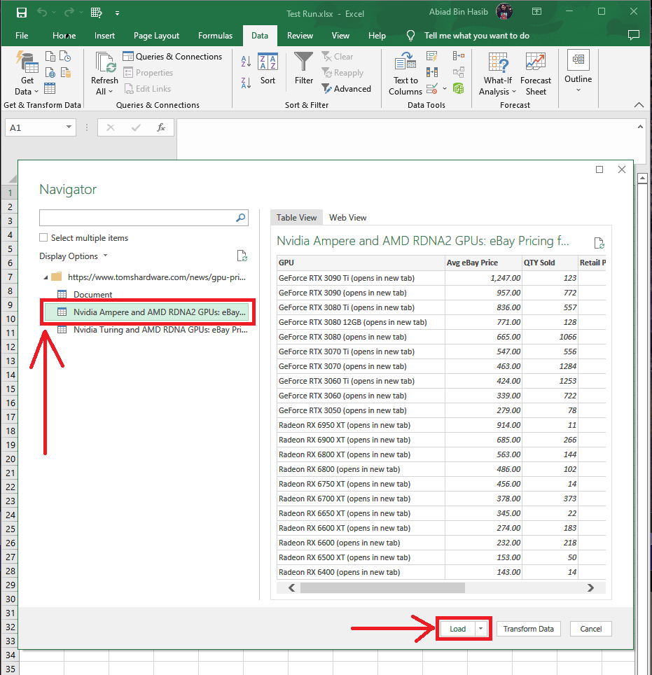 Scrape Data from Websites To Excel: Step 3