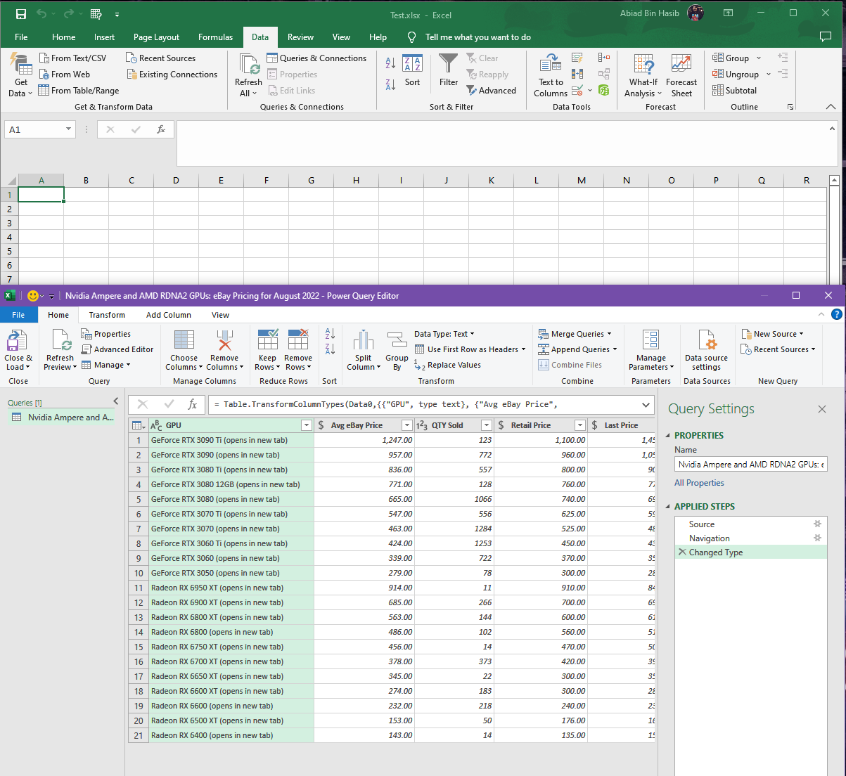 Scrape Data from Websites To Excel: Step 3 - Transform